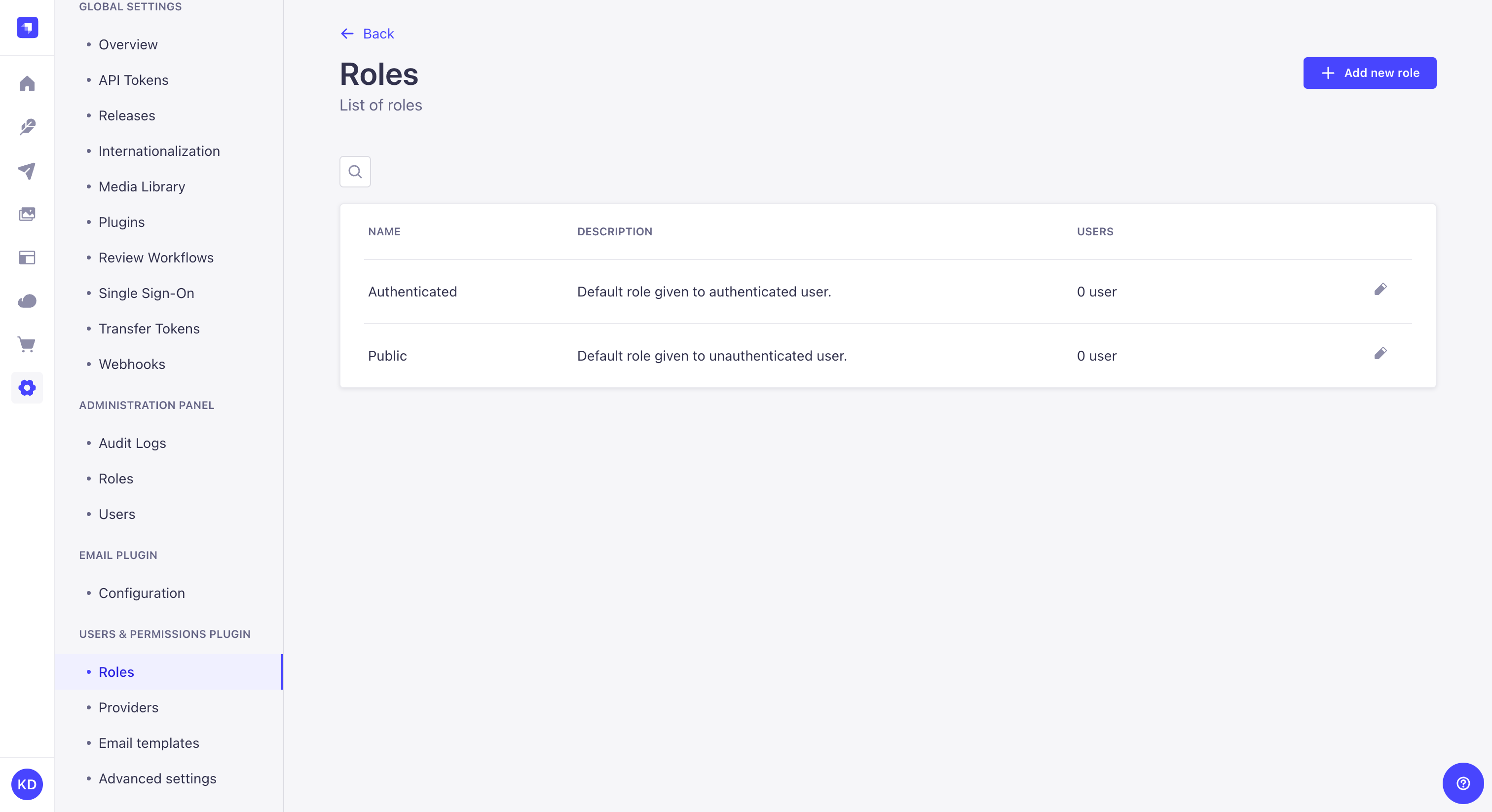 End-users roles interface